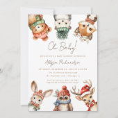 Bosdieren Kerstwinter baby shower Kaart (Voorkant)