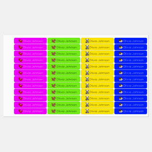 Bosdieren Kinder naam Iron On Neonkleding Labels