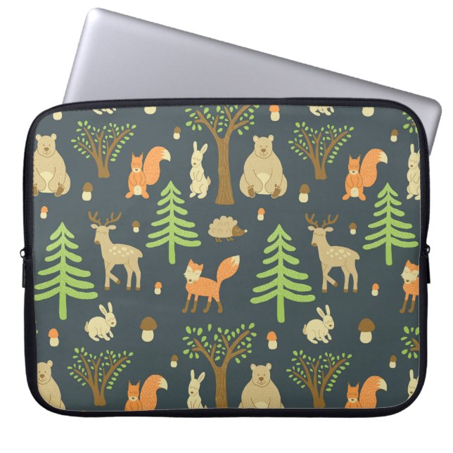  bosdieren, kinderpatroon. laptop sleeve (Voorkant)