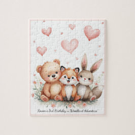 Bosdieren Knuffelbeer Vos Konijn Roze Harten Legpuzzel