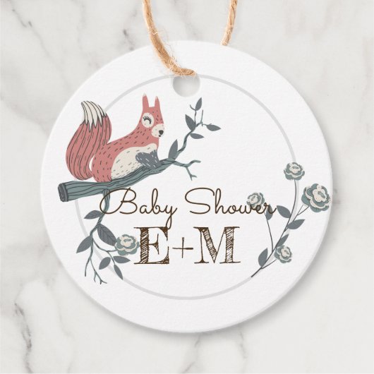 Bosdieren koppels BABY SHOWER Bedankjes Labels (Voorkant)