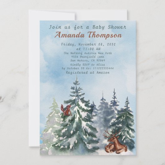 Bosdieren Landschap Avontuur Baby Shower Kaart (Voorkant)