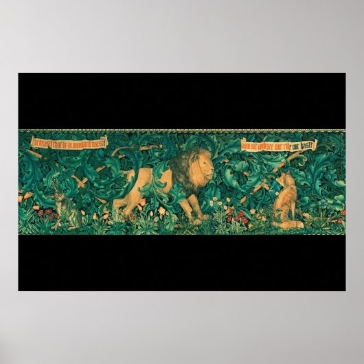 Bosdieren,Leeuw, W.Morris digitale uitwerking Poster (Voorkant)