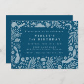 Bosdieren Linocut Border Notitiekaartje (Voorkant / Achterkant)