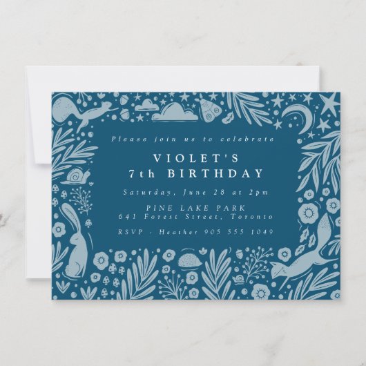 Bosdieren Linocut Border Notitiekaartje (Voorkant)