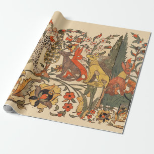 BOSDIEREN, LUIPAARD, JAKHALZEN, KONIJNEN, BLOEMEN CADEAUPAPIER