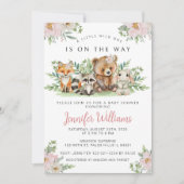 Bosdieren meisje baby shower kaart (Voorkant)