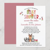 Bosdieren Meisje Baby Shower Uitnodiging per Post