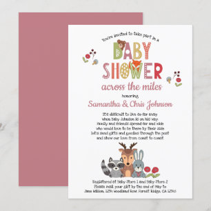 Bosdieren Meisje Baby Shower Uitnodiging per Post