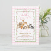 Bosdieren Meisje Sprinkle | Roze Gingham Kaart (Staand voorkant)