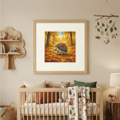 Bosdieren met egel nursery poster