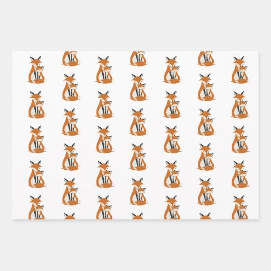 Bosdieren met hartpatroon inpakpapier vel (Voorkant)