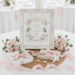 Bosdieren met wilde bloemen voor babyborrel boeken poster