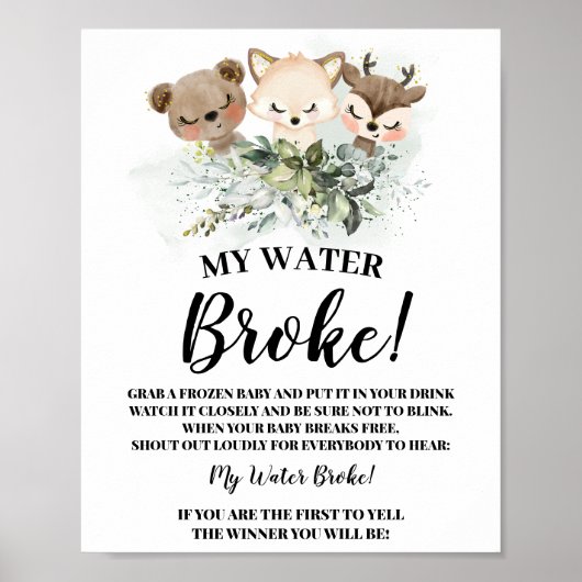 Bosdieren Mijn bord Baby shower Poster (Voorkant)