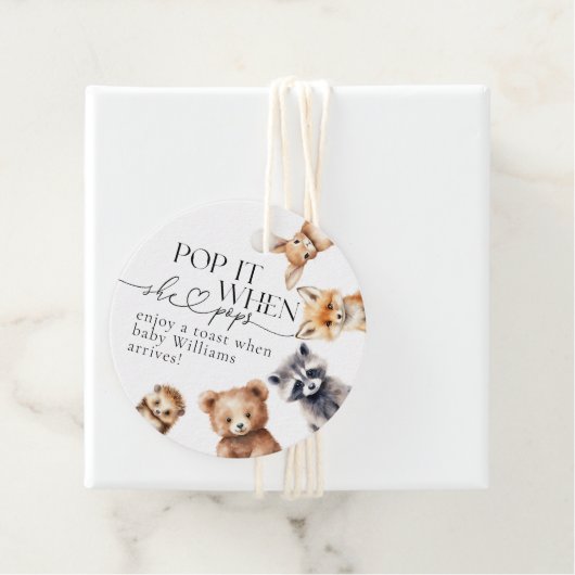 Bosdieren Modern Baby shower Bedankjes Labels (In situ)