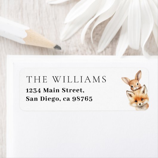 Bosdieren Modern Baby shower Etiket (Insitu)