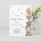 Bosdieren Modern Baby shower Invitation Kaart (Staand voorkant)