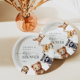 Bosdieren Modern Baby shower Papieren Bordje