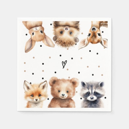 Bosdieren Modern Baby shower Servet (Voorkant)