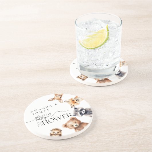 Bosdieren Modern Baby shower Zandsteen Onderzetter (Zijkant)