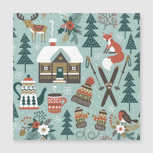 Bosdieren: Naadloze winter vintage. (Voorkant)