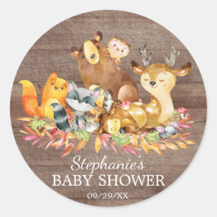 Bosdieren Neutraal Baby shower Favor Sticker