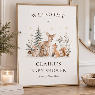 Bosdieren Neutraal Baby Shower Welkomstbord Poster