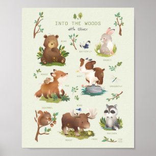 Bosdieren Nursery Illustratie Poster