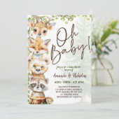 Bosdieren Oh Baby Shower Kaart (Staand voorkant)