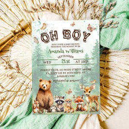 Bosdieren Oh jongen Boho baby shower Kaart