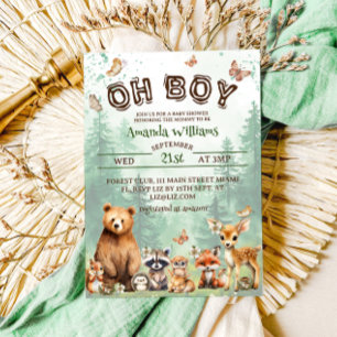 Bosdieren Oh jongen Boho baby shower Kaart