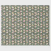 Bosdieren op Camouflage Green Cadeaupapier (Vlak)