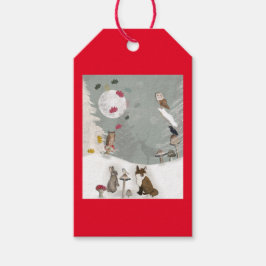 BOSDIEREN OP EEN SNOWY NACHT GIFT-LABEL CADEAULABEL