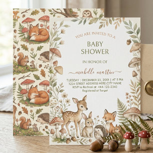 Bosdieren & Paddenstoelen Woodland Baby Shower    Kaart