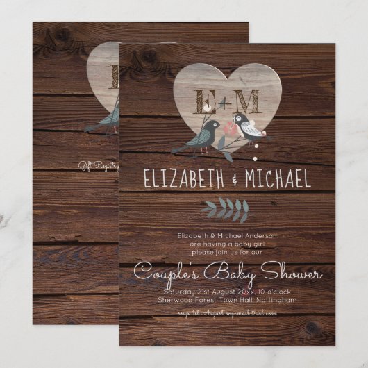 Bosdieren Paren BABY SHOWER Kaart (Voorkant / Achterkant)