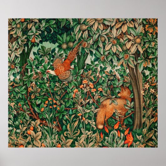 BOSDIEREN Pheasant Red Fox, groene Florenz Poster (Voorkant)