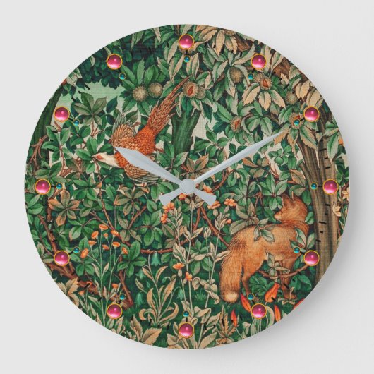 BOSDIEREN Pheasant Rood Fox Groene Floral Grote Klok (Voorkant)