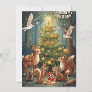 Bosdieren Plat Kerstkaart
