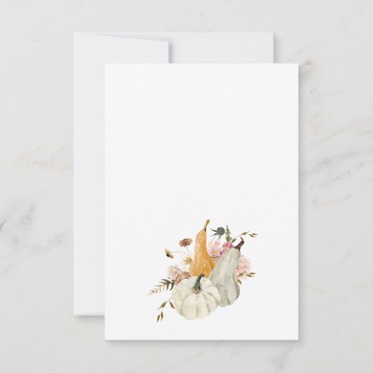 Bosdieren Pompoen Herfst Bloemen Baby shower Bedankkaart (Achterkant)