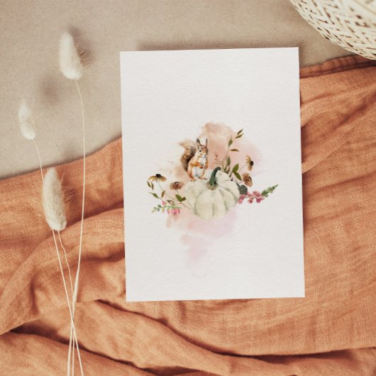 Bosdieren Pompoen Herfst Bloemen Baby shower Kaart