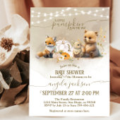 Bosdieren Pompoen Herfst Bloemen Baby shower Kaart
