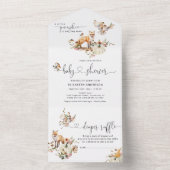 Bosdieren Pompoen Herfst Bloemige Baby Shower All In One Uitnodiging (Binnen)