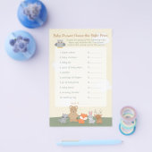 Bosdieren Raad de Prijs Baby Shower Spel Flyer (Enkel)