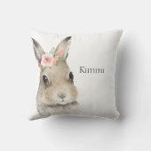 Bosdieren Rabbit Waterverf Typografie Name Kussen (Achterkant)