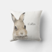 Bosdieren Rabbit Waterverf Typografie Name Kussen (Achterkant)