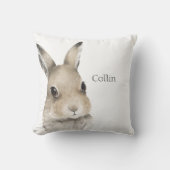Bosdieren Rabbit Waterverf Typografie Name Kussen (Voorkant)