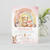 Bosdieren Rainbow Floral Verjaardag Kaart (Staand voorkant)