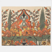 BOSDIEREN, RODE KONIJNEN TUSSEN BLOEMEN EN BLADERE FLEECE DEKEN (Voorkant (Horizontaal))