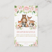 Bosdieren Roze Blush Bloemen Luier Raffle Informatiekaartje (Voorkant)