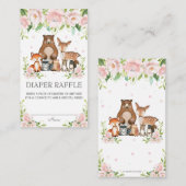 Bosdieren Roze Blush Bloemen Luier Raffle Informatiekaartje (Voorkant / Achterkant)